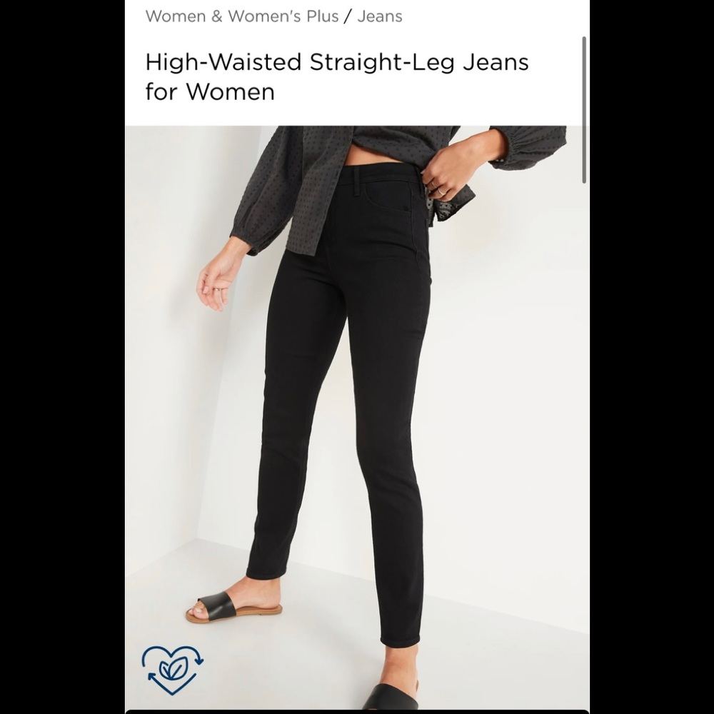 Old Navy Black High-Waisted Straight-Leg Jeans for Women